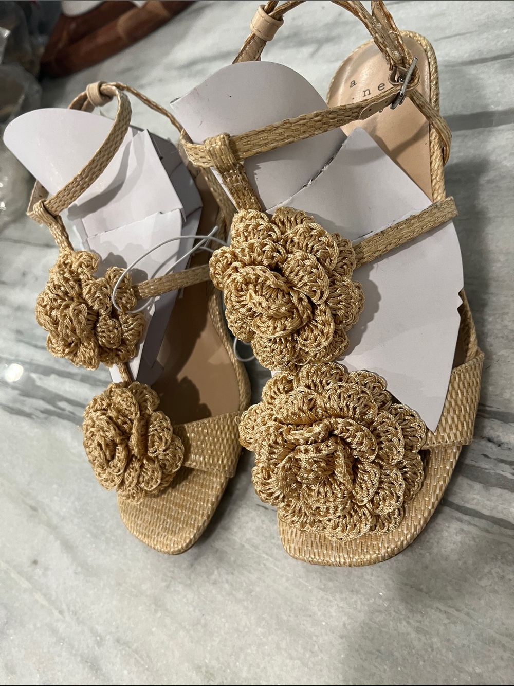 A New Day Esme Woven Floral Accent Strappy Sandal - Beige - Picture 4 of 6